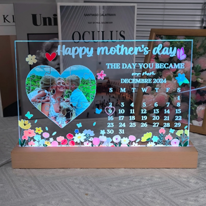 THE DAY YOU BECAME our mom - Personalized LED Frame Box for Mother's Day