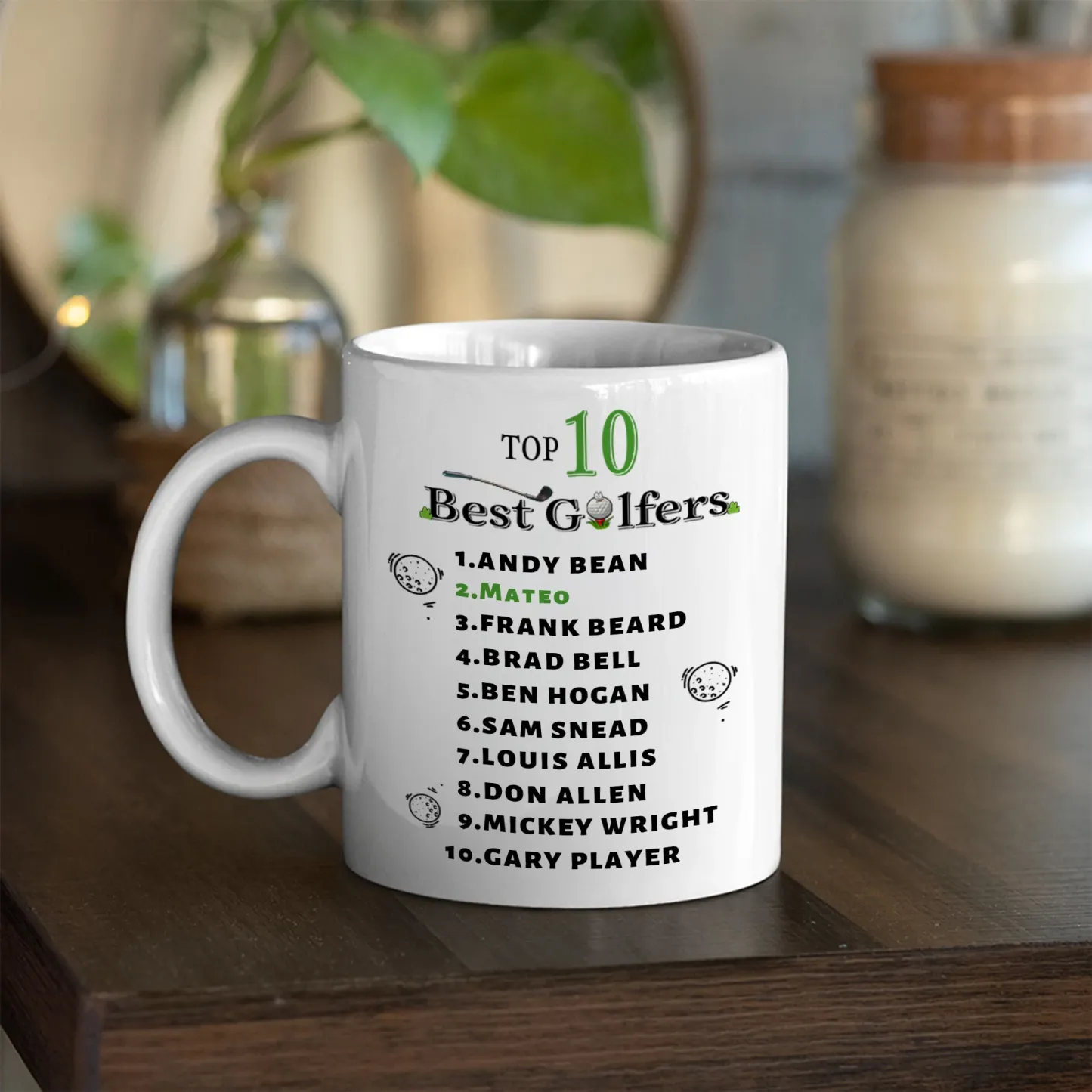 Personalized Funny Top 10 Golfers 11 oz Ceramic Coffee Mug with Name Game Day Birthday Gift for Golf Lover Husband Dad