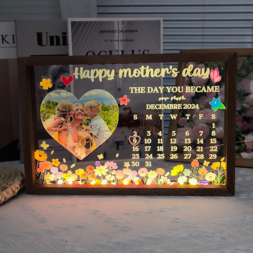 THE DAY YOU BECAME our mom - Personalized LED Frame Box for Mother's Day