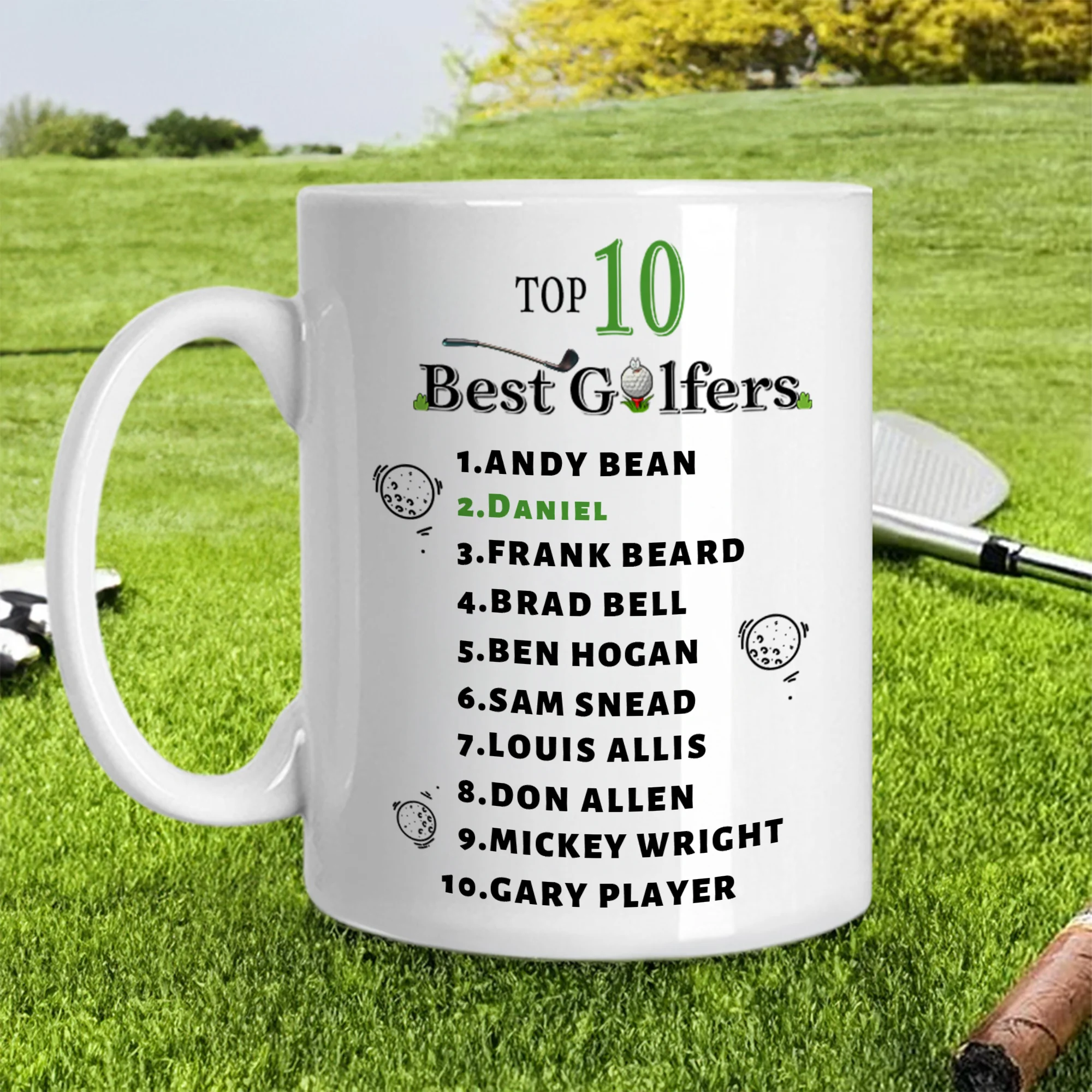 Personalized Funny Top 10 Golfers 11 oz Ceramic Coffee Mug with Name Game Day Birthday Gift for Golf Lover Husband Dad