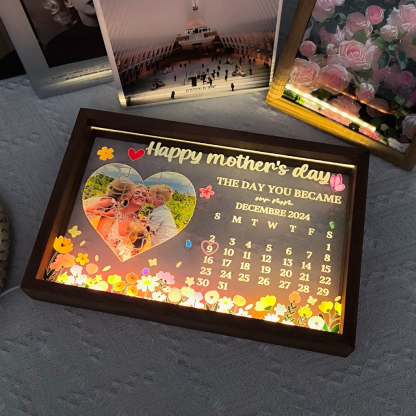 THE DAY YOU BECAME our mom - Personalized LED Frame Box for Mother's Day