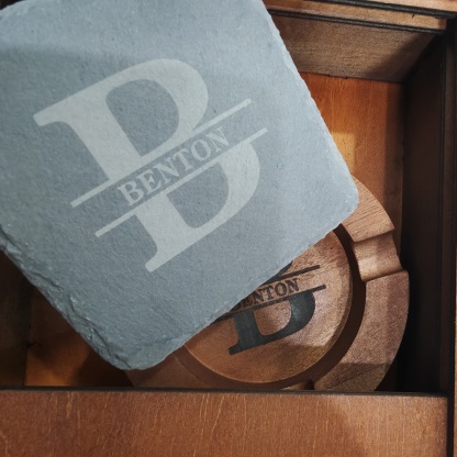 Personalized Name Walnut Cigar Ash Tray Set(Without Cigar)