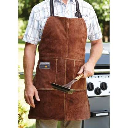 Genuine Leather Personalized Apron For Grilling | Custom Grilling Gifts For Him | Grilling Accessories For BBQ Smoker, Baking and Cooking