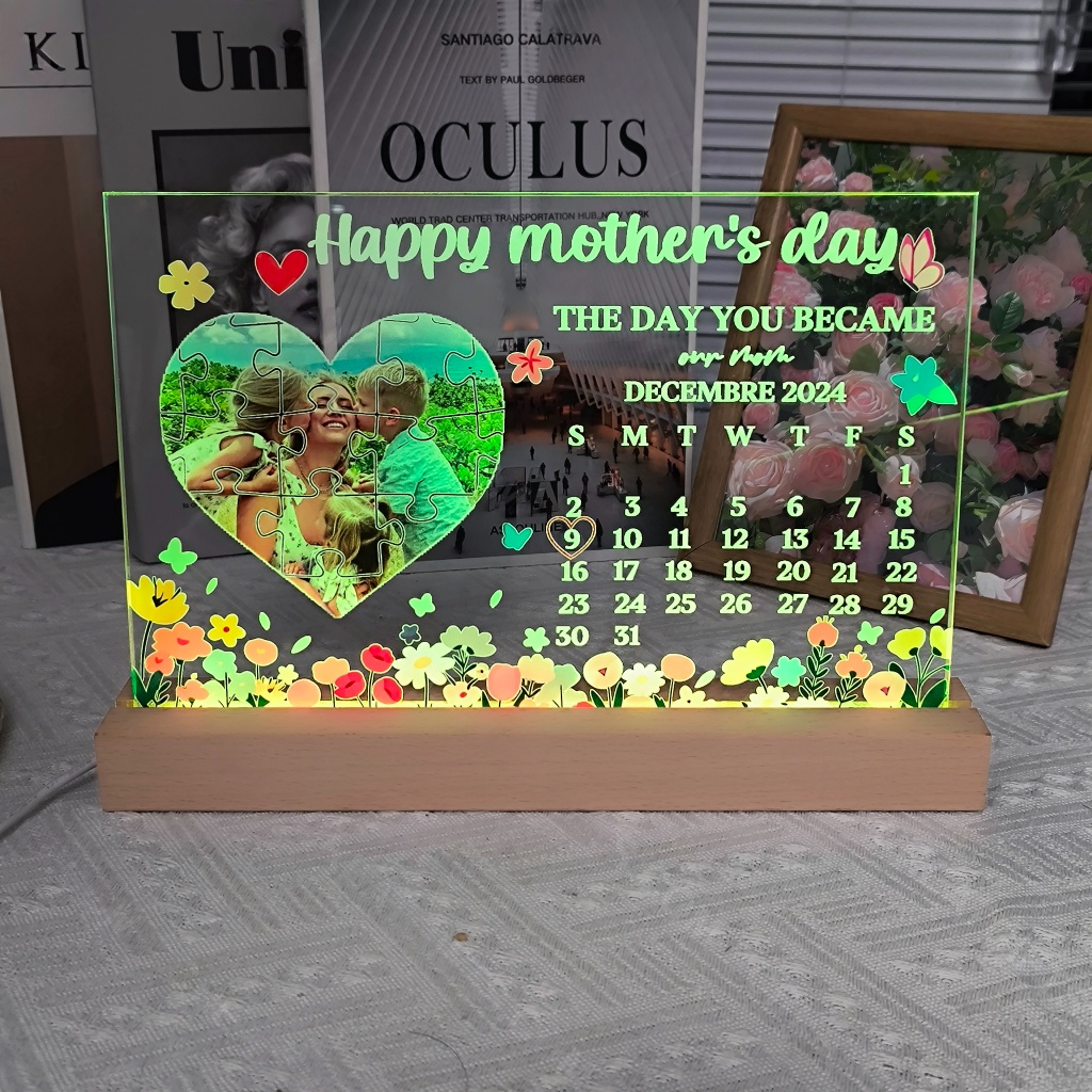 THE DAY YOU BECAME our mom - Personalized LED Frame Box for Mother's Day