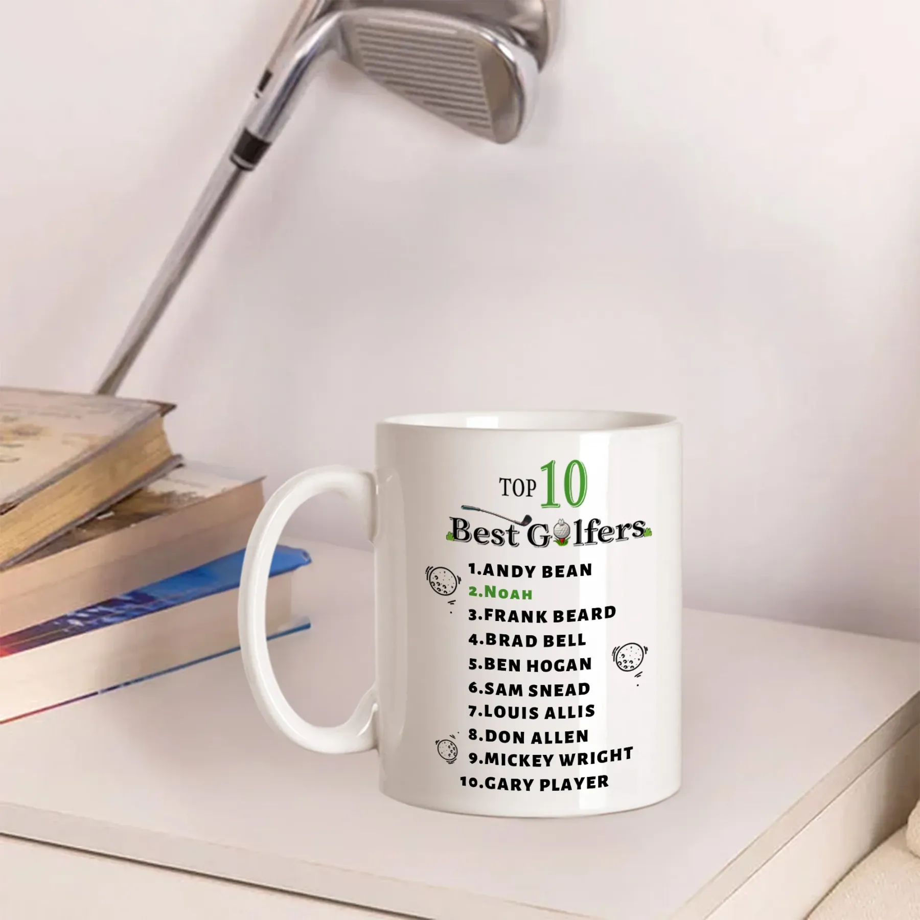 Personalized Funny Top 10 Golfers 11 oz Ceramic Coffee Mug with Name Game Day Birthday Gift for Golf Lover Husband Dad