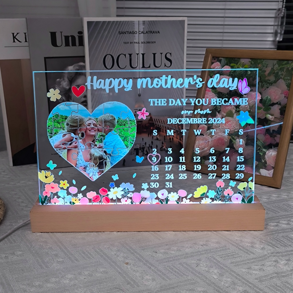 THE DAY YOU BECAME our mom - Personalized LED Frame Box for Mother's Day