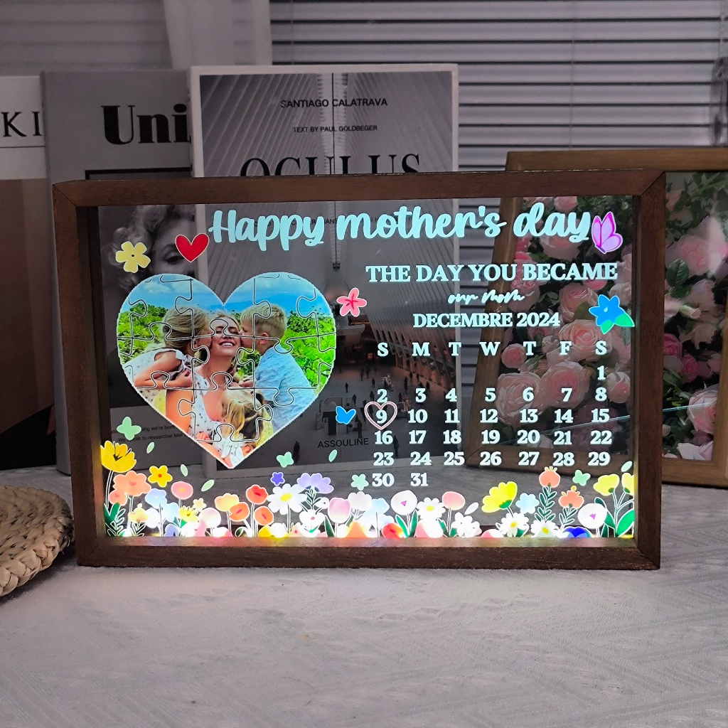 THE DAY YOU BECAME our mom - Personalized LED Frame Box for Mother's Day