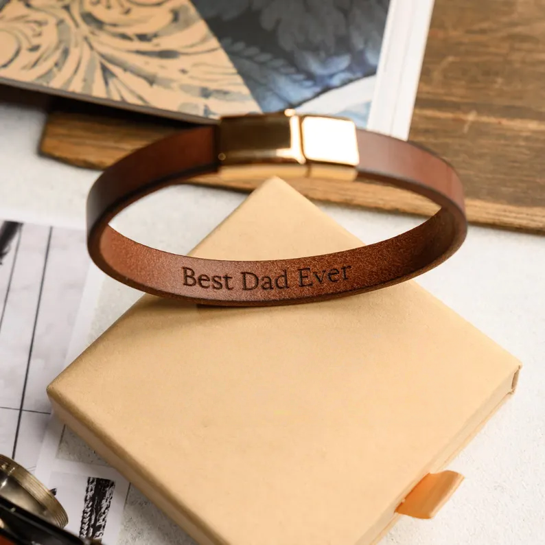 Personalized leather bracelet with secret message 1 year anniversary sentimental gifts for boyfriend, Engraved bracelet Gift for husband