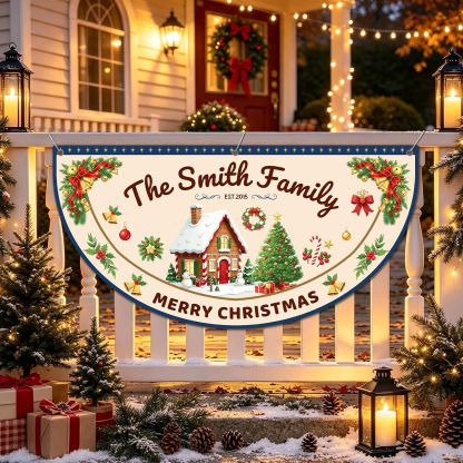 Custom Christmas Banner Personalized Christmas Bunting Party Backdrop for Indoor & Outdoor