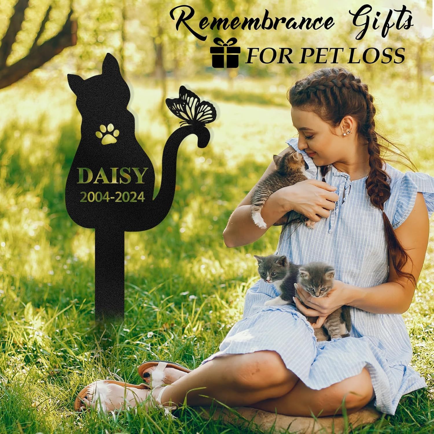 Personalized Pet Memorial Garden Stake, Custom Cat Headstone for Outdoor Decor | Memorial Plaque for Lost Pets-MetalsignX