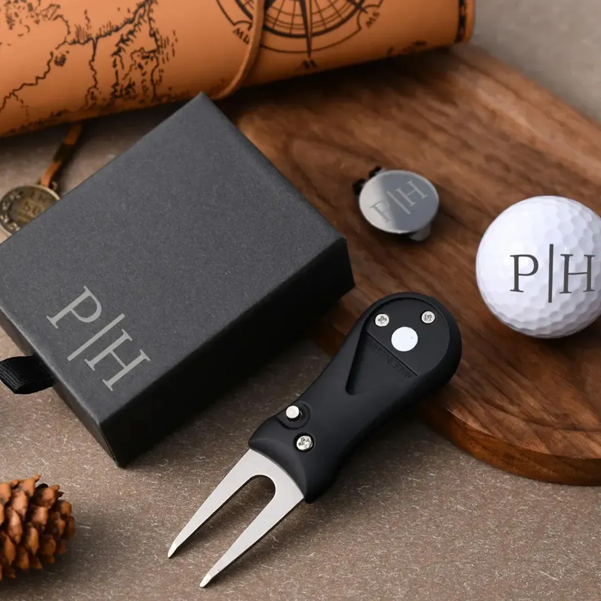 Personalized Retractable Golf Divot Tool with Custom Ball Marker for Golfers & Groomsmen