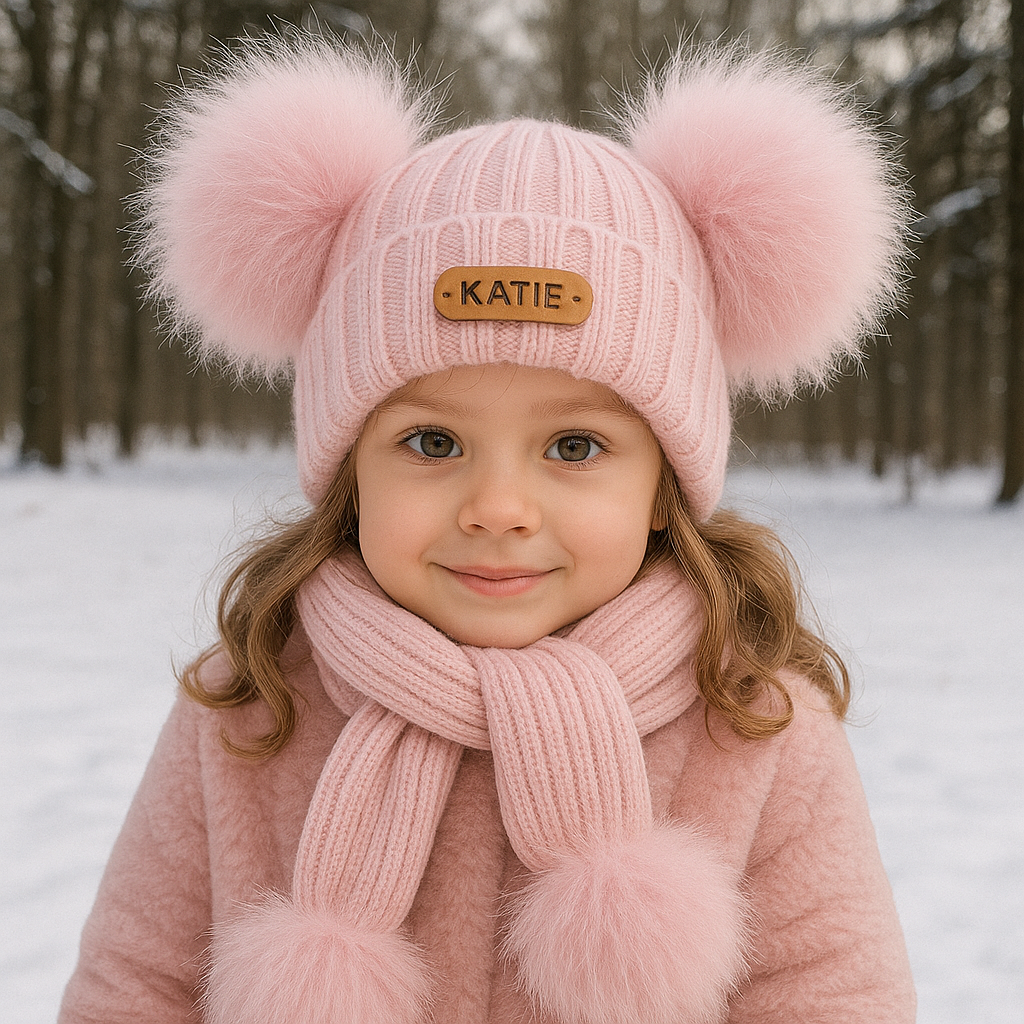Personalized Name Kid Pom Pom Hat Personalized Baby Beanie,Newborn Baby Beanie Hat Toddler Hat Kids Engraved Name Winter Hat Baby First Christmas Gift