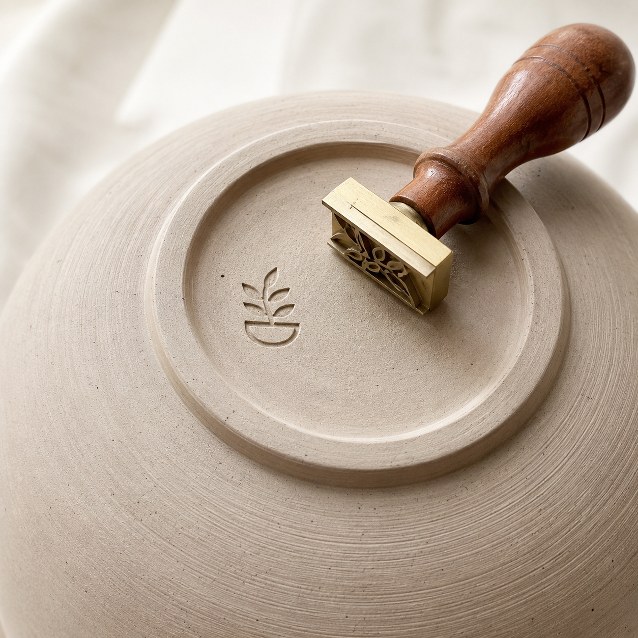 Handmade Clay Stamp Personalized with Name or Logo, Custom Brass Pottery Stamp for Potters and Crafters