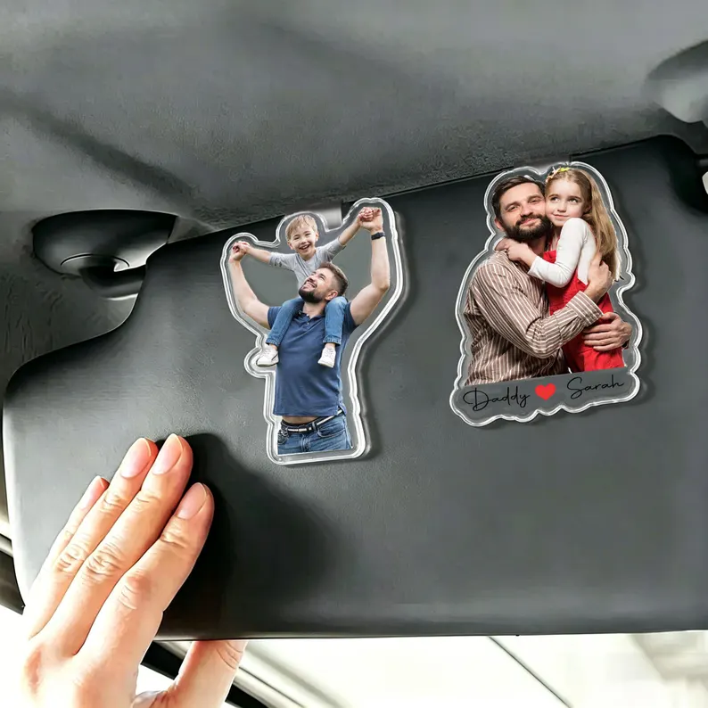 Custom Car Visor Clip with Photo – Personalized Gift for Loved Ones