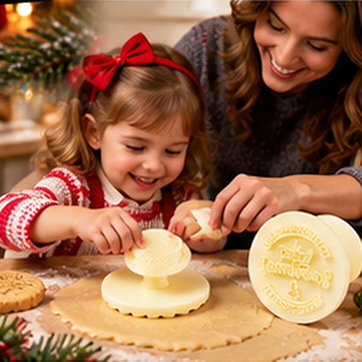 Personalized Family Christmas Cookie Cutter, Custom Holiday Cookie Stamp for Annual Baking Traditions