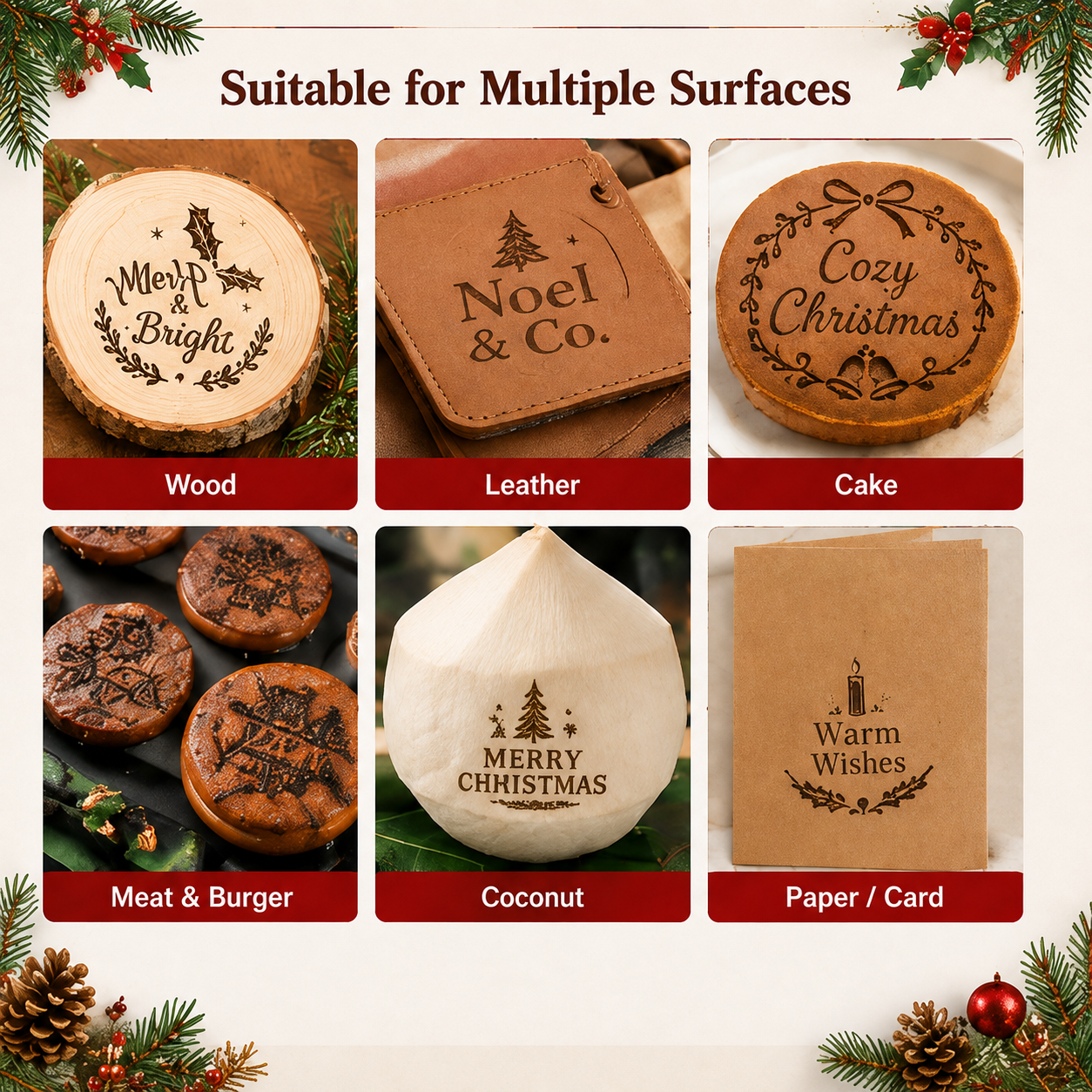Christmas Logo Electric Branding Iron,  Personalized Wood Burning Stamp for Wood, Leather, Cookies, Gift Boxes and Crafts