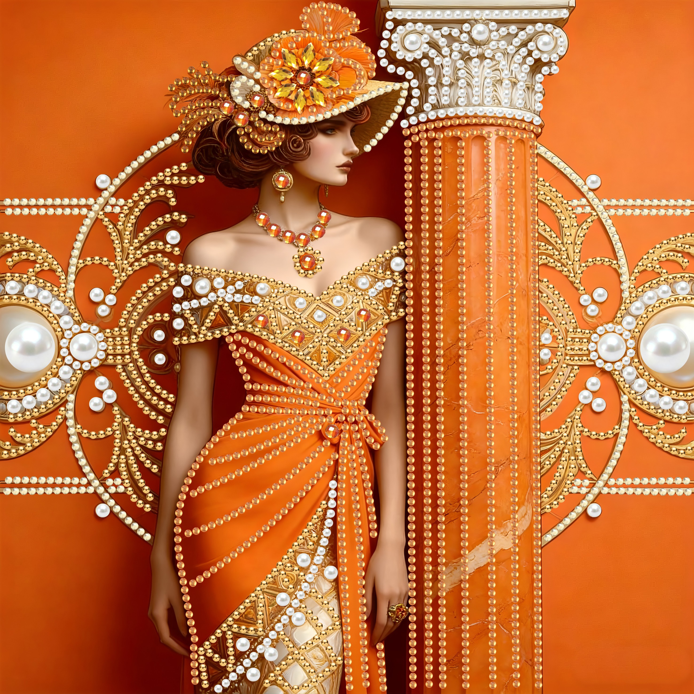 Pearl Elegant Woman-Special Shaped Diamond Painting 