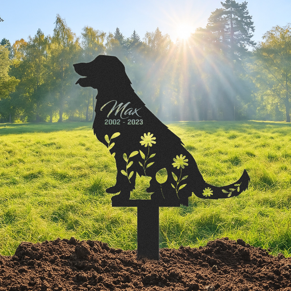 Personalized Golden Retriever Garden Stakes, Metal Yard Art, Dog Sympathy Gift, Custom Dog Memorial, Pet Loss Gift