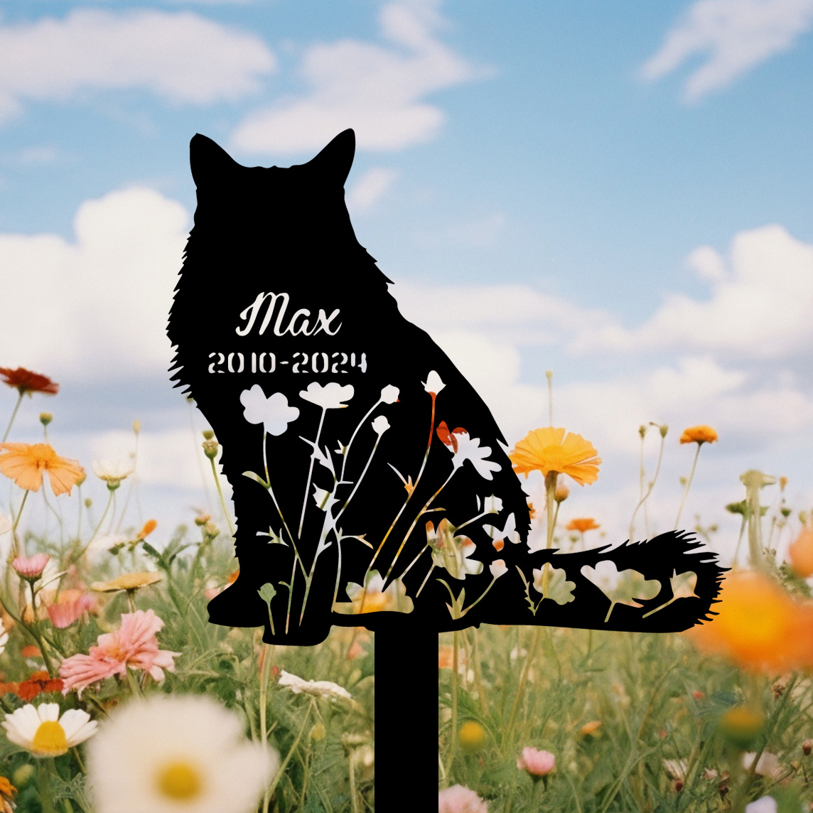 Custom Cat Memorial Stake, Cat Grave Marker, Cat Breed Metal Sign, Pet