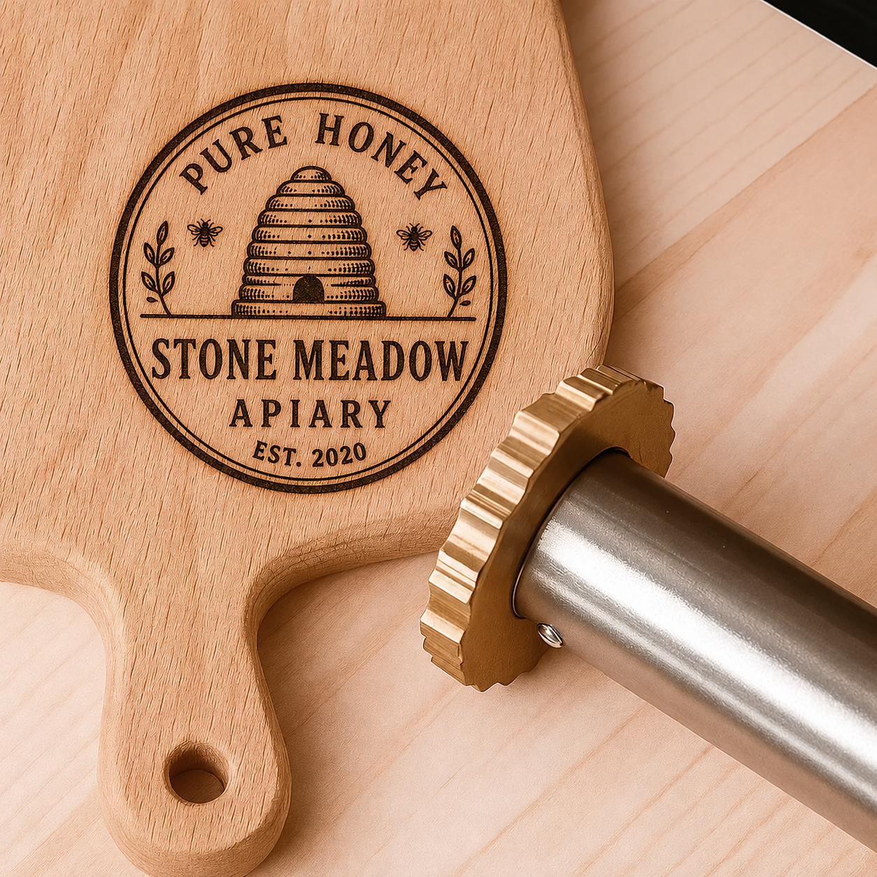 Custom Apiary Branding Iron for Beekeepers – Honey Bee Logo Stamp for Hive Boxes, Wood & Leather