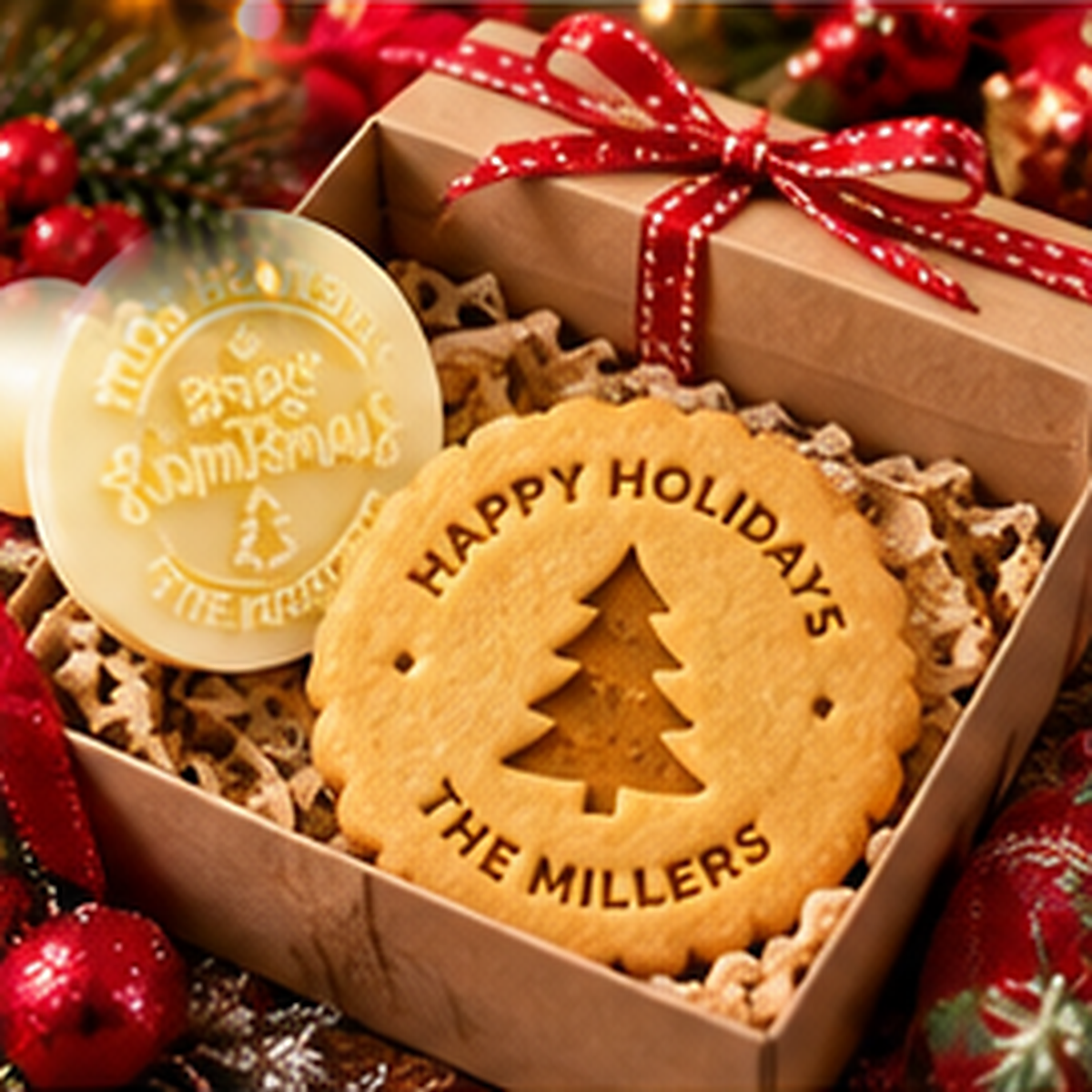 Custom Holiday Cookie Stamp Gift, Personalized Christmas Cookie Cutter for Friends and Neighbors
