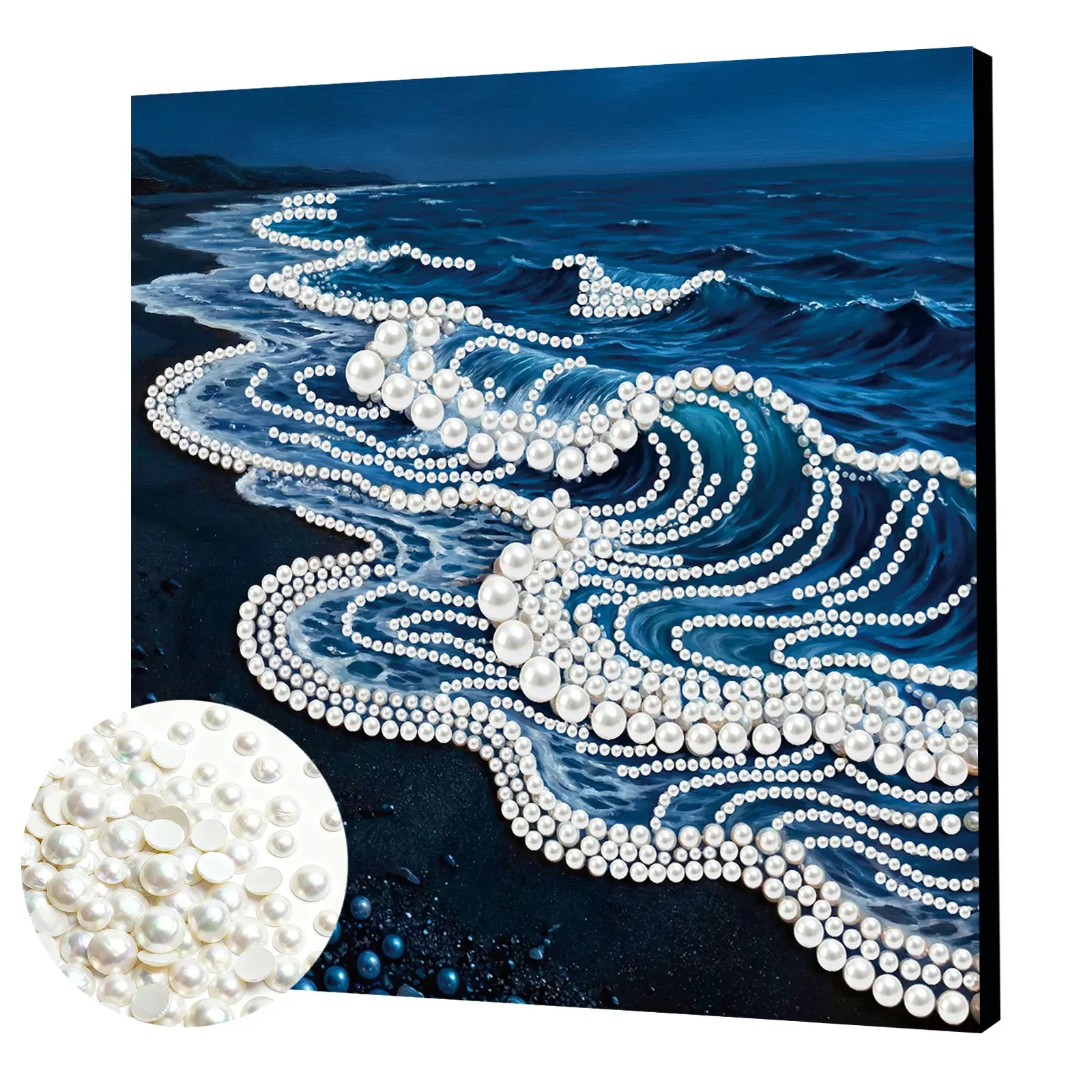 Framed Waves-Pearls Painting Kit DIY Diamond Painting Pearl Dot Crafts 