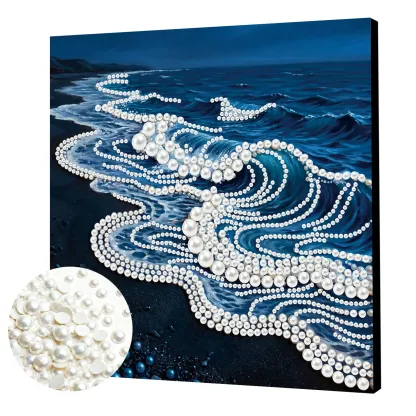 Framed Waves-Pearls Painting Kit DIY Diamond Painting Pearl Dot Crafts 
