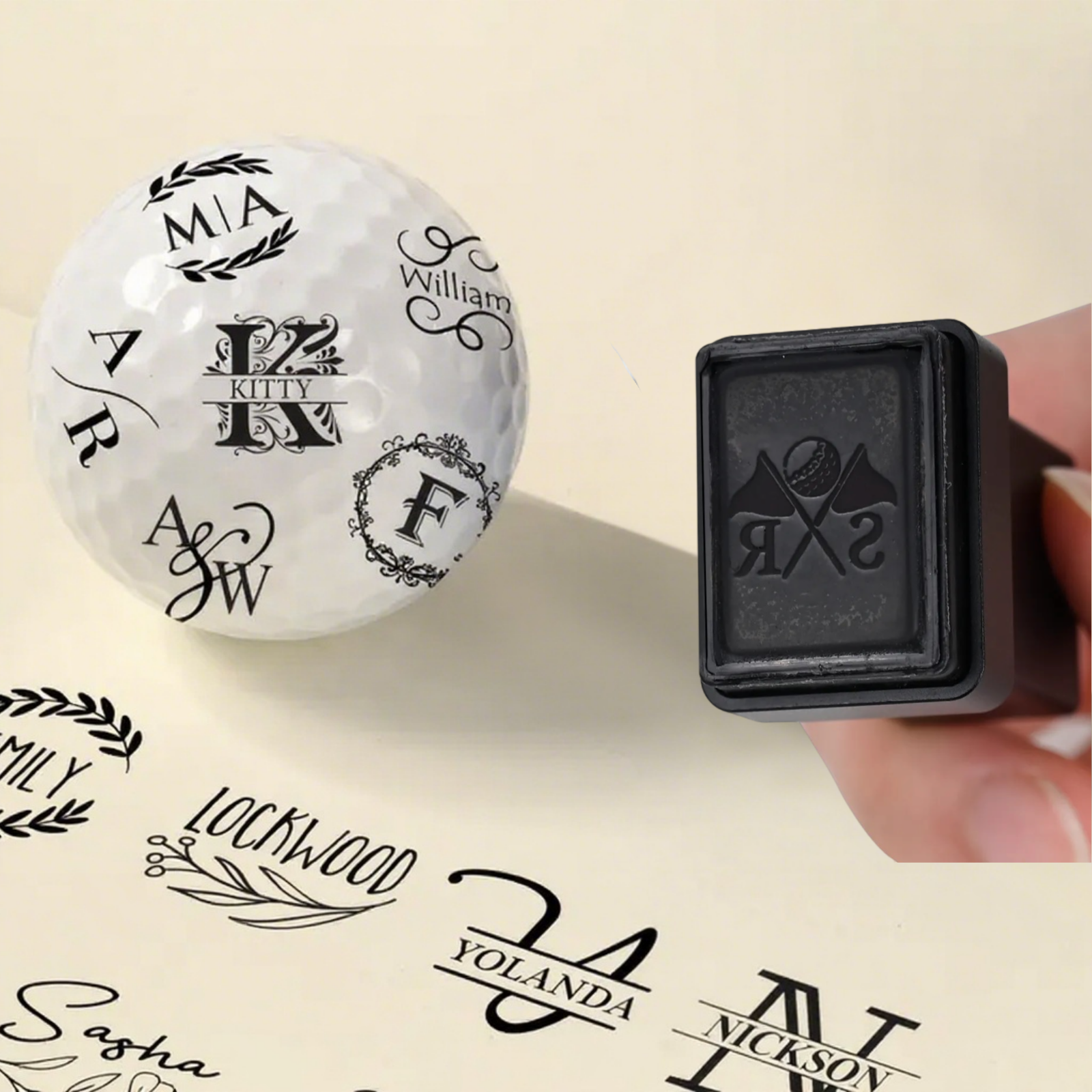 Custom Golf Ball Stamp, Self-inking Golf Ball Personalized Stamp with Monogram Name, Durable Waterproof Golf Ball Marking Tool to Identify Golf Balls, Gift for Golf Lover Men, Dad, Husband