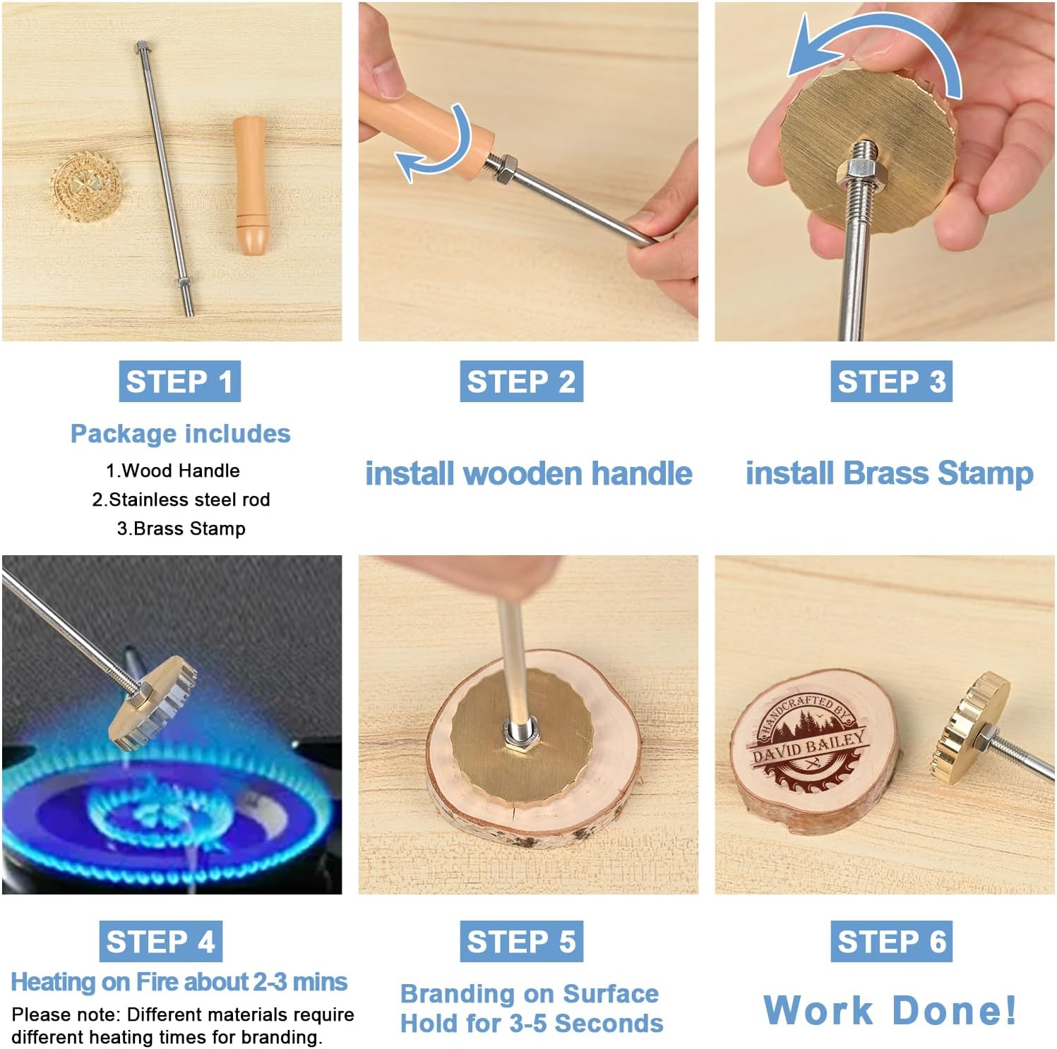 Custom Branding Iron for Wood, Durable Personalized Logo Metal Branding Iron