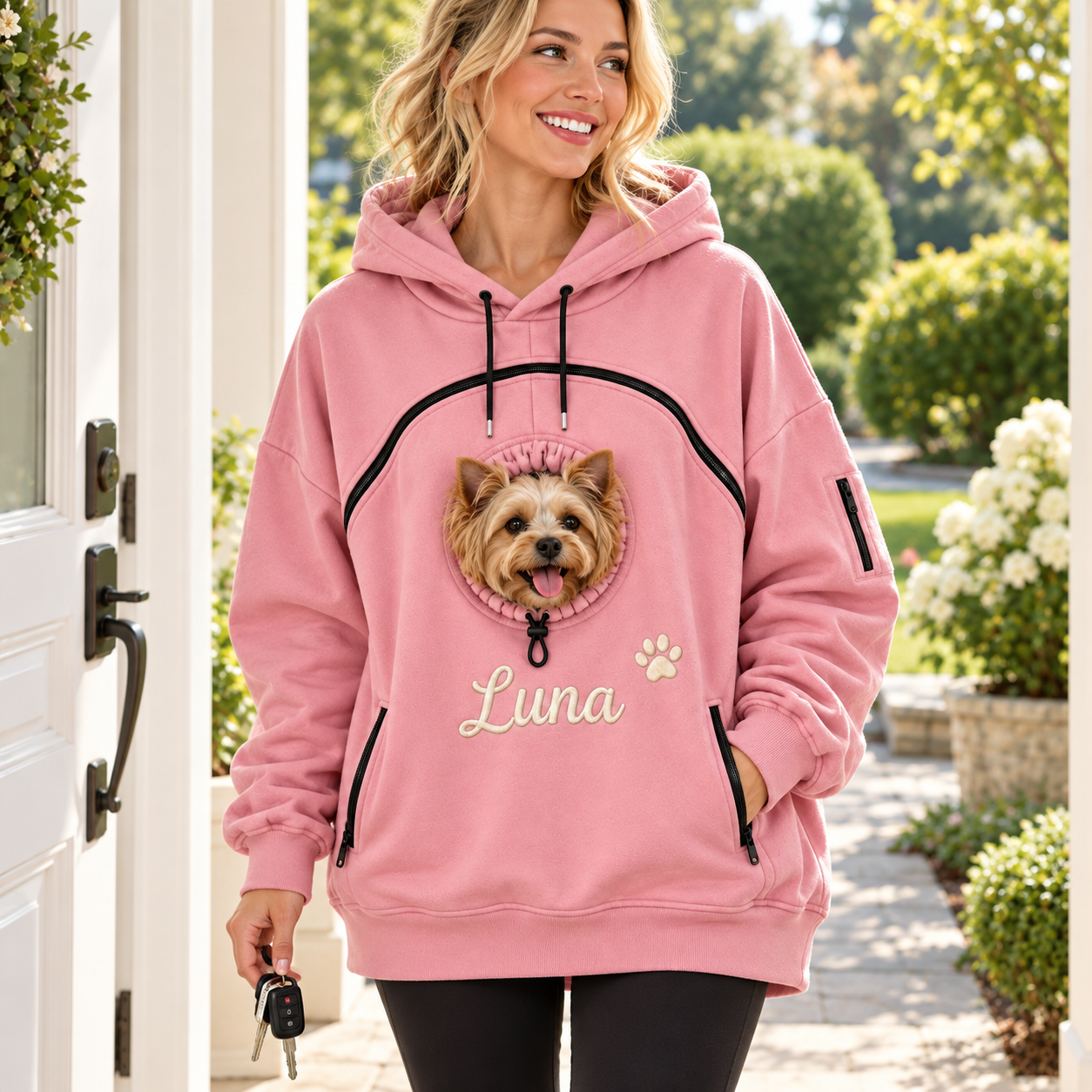 Personalized Pet Carrier Hoodie,Custom Embroidered Dog Pouch Sweatshirt,Small Dog Carrier Hoodie,New Puppy Gift,Dog Mom Gift