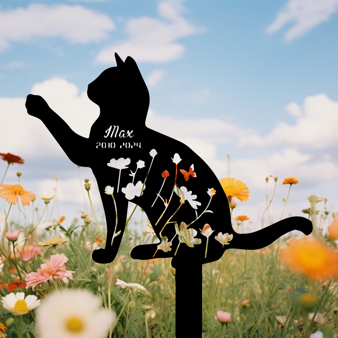 Custom Cat Memorial Stake, Cat Grave Marker, Cat Breed Metal Sign, Pet