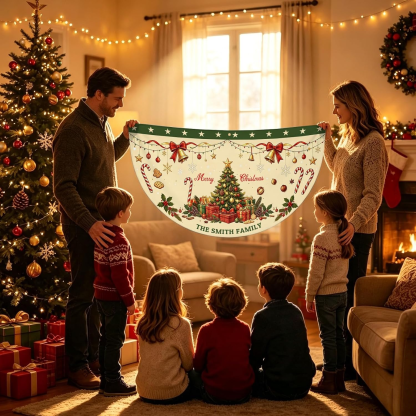 Custom Christmas Banner Personalized Christmas Bunting Party Backdrop for Indoor & Outdoor