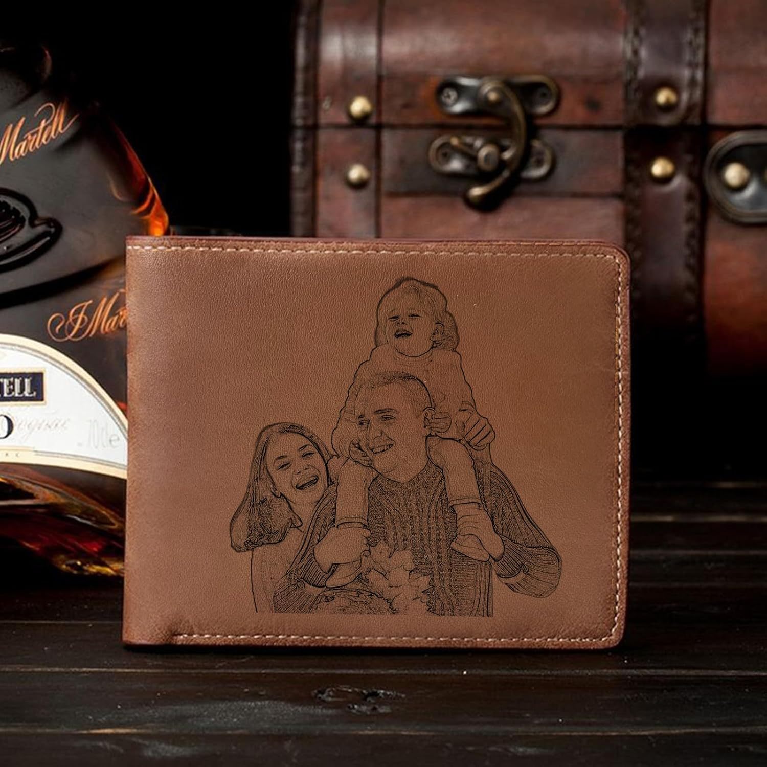 Personalized Photo Wallets for Men, Custom Name Mens Wallets for Him Boyfriend Husband Dad Men, Personalized Gifts Engraved Photo Name Text Wallets for Birthday Anniversary