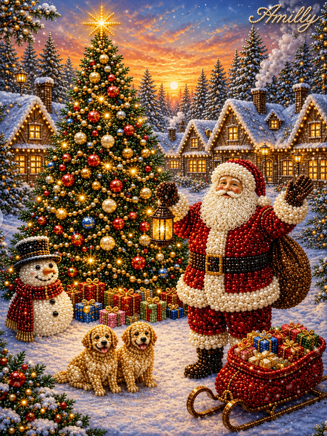 Personalized 3D Pearl Art DIY Kit – Custom Name Holiday Canvas Wall Decor