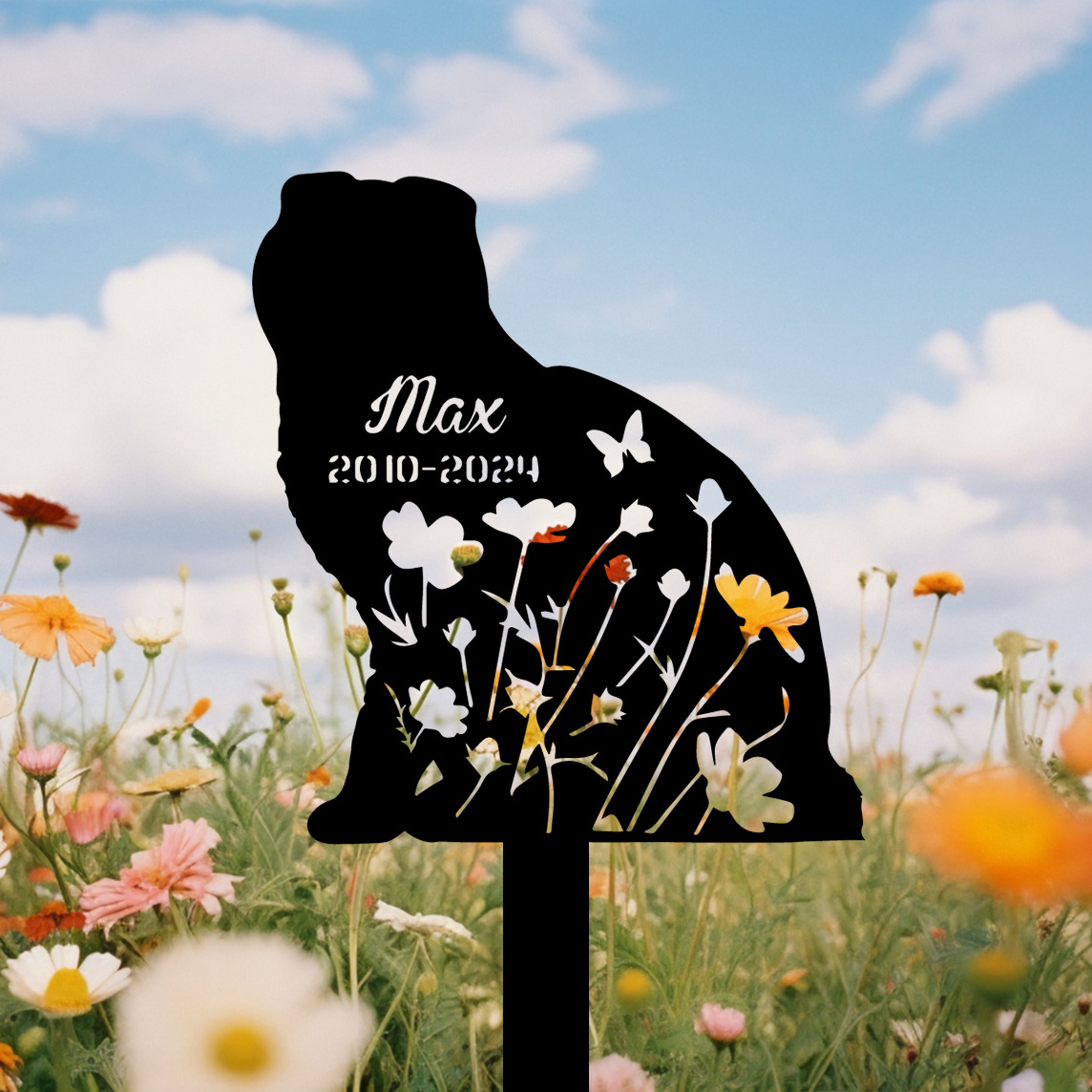 Custom Cat Memorial Stake, Cat Grave Marker, Cat Breed Metal Sign, Pet