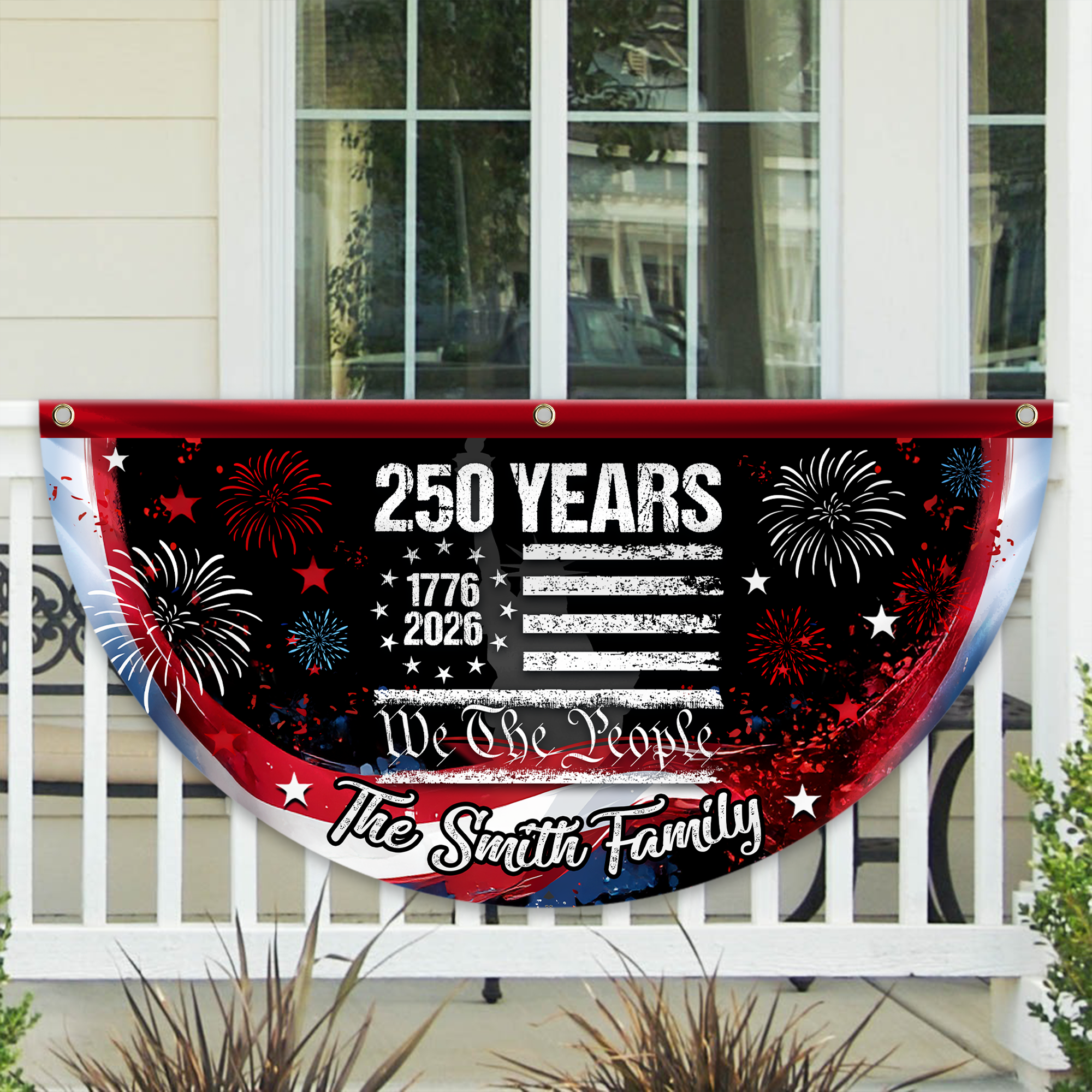 Personalized 250 Years of Freedom America Flag Custom 250 Years USA 250th Birthday 1776-2026 Eagle Non-Pleated Fan Flag USA 250th Anniversary Bunting Flag
