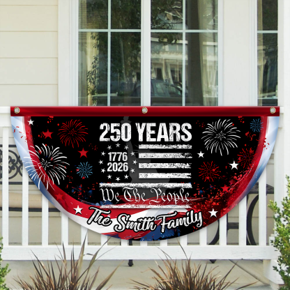 Personalized 250 Years of Freedom America Flag Custom 250 Years USA 250th Birthday 1776-2026 Eagle Non-Pleated Fan Flag USA 250th Anniversary Bunting Flag