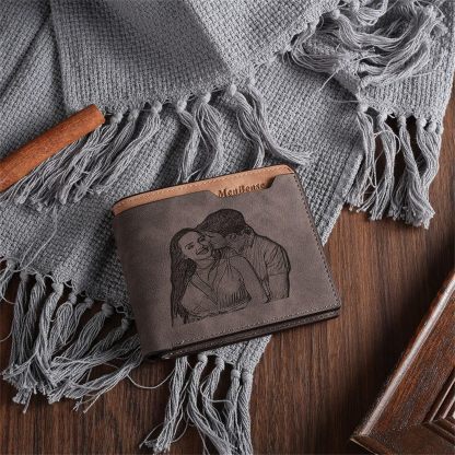 Custom Wallets for Men, Personalized Photo Wallets for Fathers Day, Personalized Gifts Engraved Wallets for Boyfriend Husband Dad Men Him