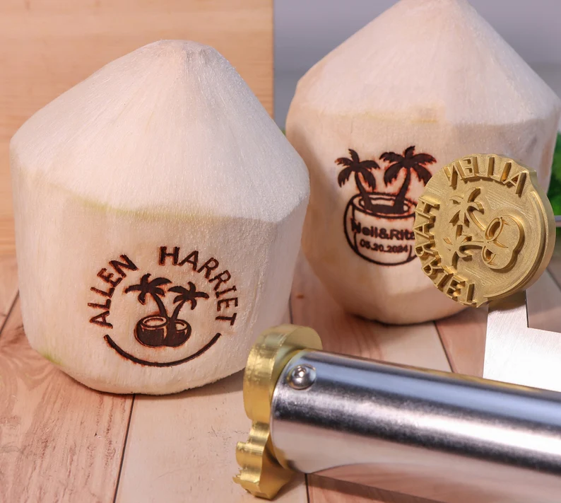 Custom Coconut Brand Iron, Coconut Branding Iron Custom, Custom Coconut Stamp, Custom Wood Branding Iron For Woodworkers, Leather Stamp