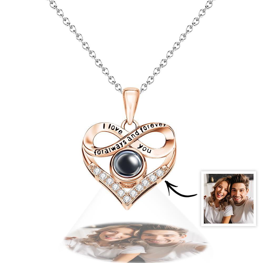 Custom Infinite Photo Projection Necklace Memorial Gift for Mom Infinity Love Necklace Personalized Picture Inside Jewelry