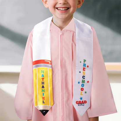 Personalized Pencil Shape Star Kindergarten Graduation Stoles Gown with Name and Grade Class of 2025 Kindergarten Graduation Gift for Kids
