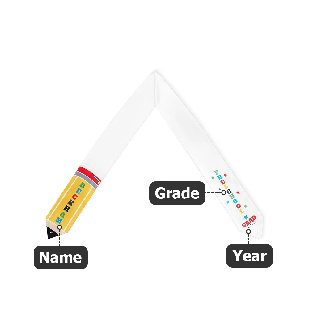 Personalized Pencil Shape Star Kindergarten Graduation Stoles Gown with Name and Grade Class of 2025 Kindergarten Graduation Gift for Kids