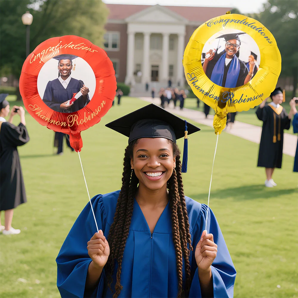 Personalized Multicolor Photo Inflatable Helium Quality Balloons with Text Set of 2 Party Supplies Graduation Ceremony Gift for Graduates