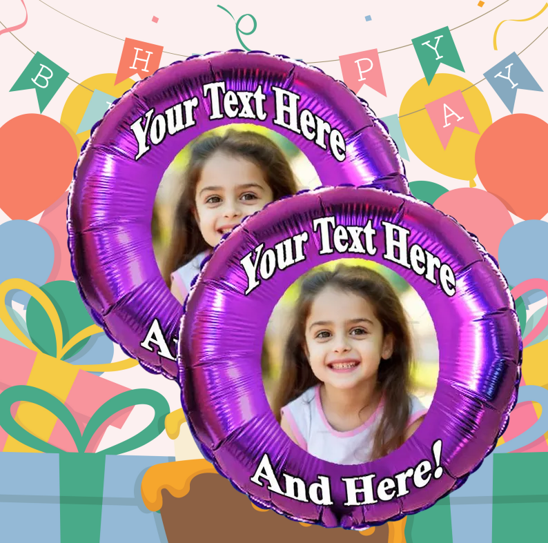 Custom Printed Foil Balloons, Two Photo balloons. Personalized Balloons Party Supplies