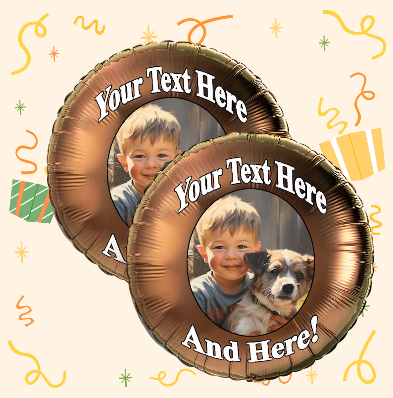 Custom Printed Foil balloons, Two Photo balloons. Personalized Balloons Party Supplies