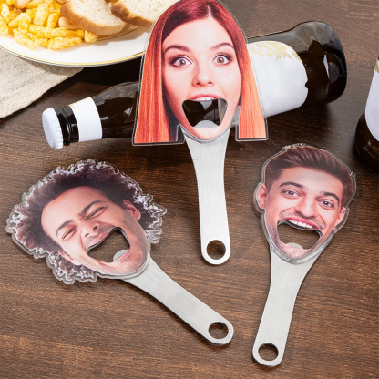 Personalized Funny Avatar Face Photo Bottle Opener with Magnet Fridge Decor Bar Party Wine Accessory Birthday Gift for Friend Drinking Enthusiast