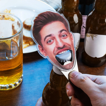 Personalized Funny Avatar Face Photo Bottle Opener with Magnet Fridge Decor Bar Party Wine Accessory Birthday Gift for Friend Drinking Enthusiast