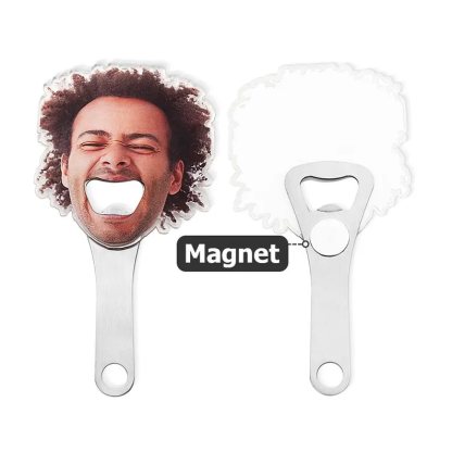 Personalized Funny Avatar Face Photo Bottle Opener with Magnet Fridge Decor Bar Party Wine Accessory Birthday Gift for Friend Drinking Enthusiast