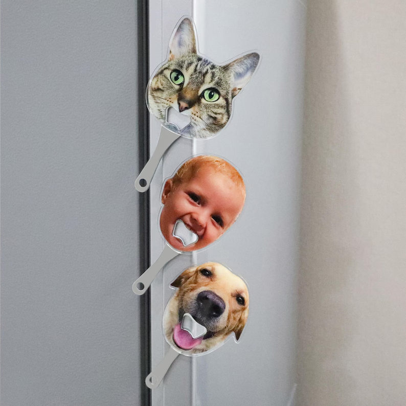 Custom Pet Bottle Opener, bottle opener with magnetic suction, boyfriend gift, his gift, birthday gift, best man gift, New Year gift