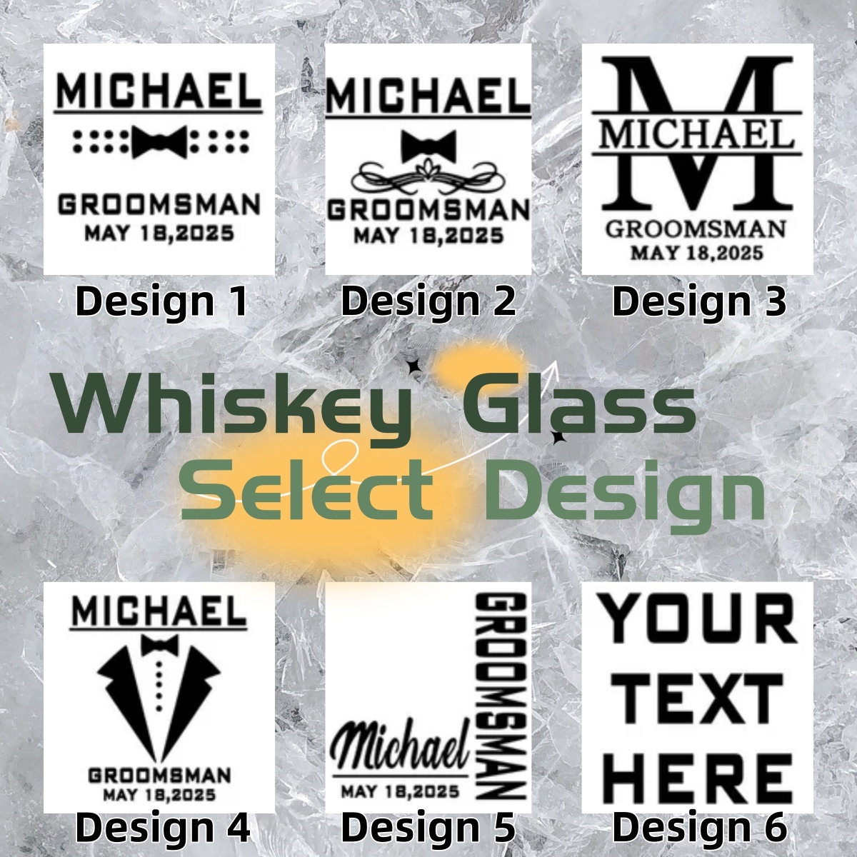 Personalized Bow Tie Monogram 10oz Whiskey Rocks Glass with Engraved Name and Date Birthday Wedding Gift for Men Groomsman